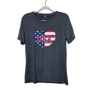 NWOT Women's American Flag Fourth of July Short Sleeve T-Shirt Top Medium